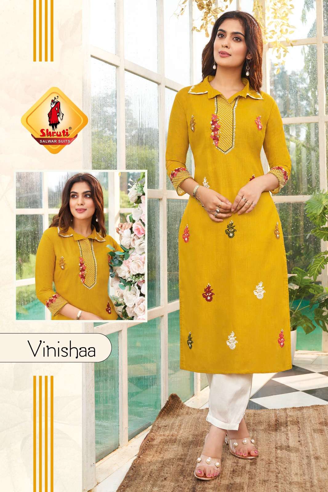 KKASHISH VOL 29 PURE COTTON LINEN WITH DIFFERENT TYPES OF STYLISH EMBROIDERY WORK KURTI BY SHRUTI SUITS BRAND VINISHAA